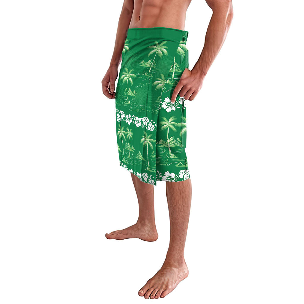 Green Hawaii Palm Tree Hibiscus Lavalava Fantasy Summer Vibe LT01 - Polynesian Pride