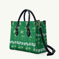 Green Hawaii Palm Tree Hibiscus Leather Bag Fantasy Summer Vibe LT01 Green - Polynesian Pride