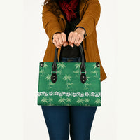 Green Hawaii Palm Tree Hibiscus Leather Bag Fantasy Summer Vibe LT01 - Polynesian Pride