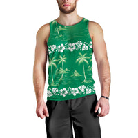 Green Hawaii Palm Tree Hibiscus Men Tank Top Fantasy Summer Vibe LT01 - Polynesian Pride