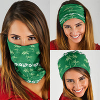 Green Hawaii Palm Tree Hibiscus Neck Gaiter Fantasy Summer Vibe LT01 - Polynesian Pride