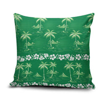Green Hawaii Palm Tree Hibiscus Pillow Cover Fantasy Summer Vibe LT01 Green - Polynesian Pride