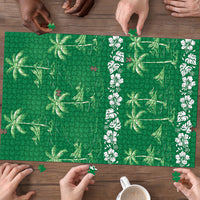 Green Hawaii Palm Tree Hibiscus Puzzle Fantasy Summer Vibe LT01 - Polynesian Pride