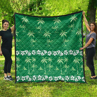 Green Hawaii Palm Tree Hibiscus Quilt Fantasy Summer Vibe LT01 - Polynesian Pride