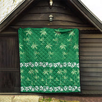 Green Hawaii Palm Tree Hibiscus Quilt Fantasy Summer Vibe LT01 - Polynesian Pride