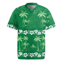 Green Hawaii Palm Tree Hibiscus Rugby Jersey Fantasy Summer Vibe LT01 Green - Polynesian Pride