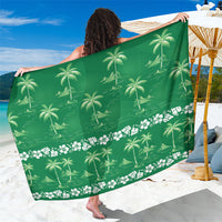 Green Hawaii Palm Tree Hibiscus Sarong Fantasy Summer Vibe LT01 One Size 44 x 66 inches Green - Polynesian Pride