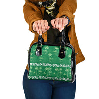 Green Hawaii Palm Tree Hibiscus Shoulder Handbag Fantasy Summer Vibe LT01 One Size Green - Polynesian Pride