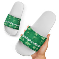 Green Hawaii Palm Tree Hibiscus Slide Sandals Fantasy Summer Vibe LT01 - Polynesian Pride