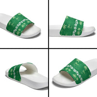 Green Hawaii Palm Tree Hibiscus Slide Sandals Fantasy Summer Vibe LT01 - Polynesian Pride