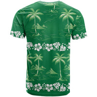 Green Hawaii Palm Tree Hibiscus T Shirt Fantasy Summer Vibe LT01 - Polynesian Pride