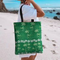 Green Hawaii Palm Tree Hibiscus Tote Bag Fantasy Summer Vibe LT01 - Polynesian Pride