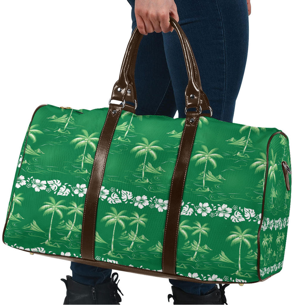 Green Hawaii Palm Tree Hibiscus Travel Bag Fantasy Summer Vibe