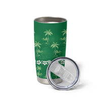 Green Hawaii Palm Tree Hibiscus Tumbler Cup Fantasy Summer Vibe