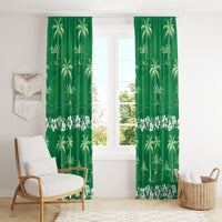Green Hawaii Palm Tree Hibiscus Window Curtain Fantasy Summer Vibe