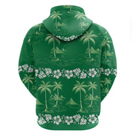 Green Hawaii Palm Tree Hibiscus Zip Hoodie Fantasy Summer Vibe LT01 - Polynesian Pride