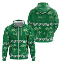 Green Hawaii Palm Tree Hibiscus Zip Hoodie Fantasy Summer Vibe LT01 - Polynesian Pride