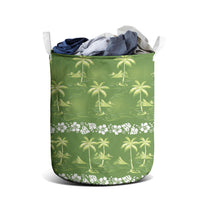 Olive Green Hawaii Palm Tree Hibiscus Laundry Basket Fantasy Summer Vibe