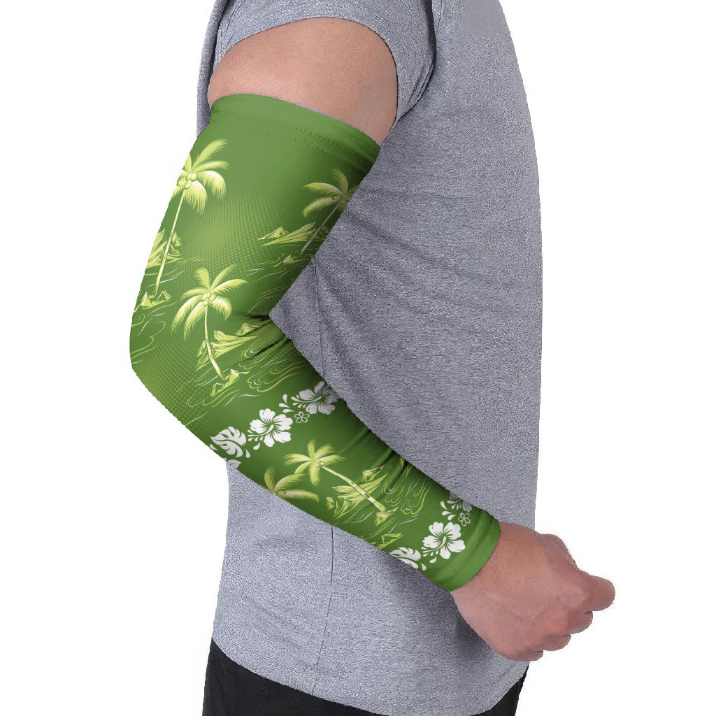 Olive Green Hawaii Palm Tree Hibiscus Arm Sleeves Fantasy Summer Vibe LT01 - Polynesian Pride