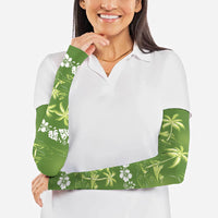 Olive Green Hawaii Palm Tree Hibiscus Arm Sleeves Fantasy Summer Vibe LT01 - Polynesian Pride