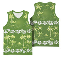 Olive Green Hawaii Palm Tree Hibiscus Basketball Jersey Fantasy Summer Vibe LT01 - Polynesian Pride