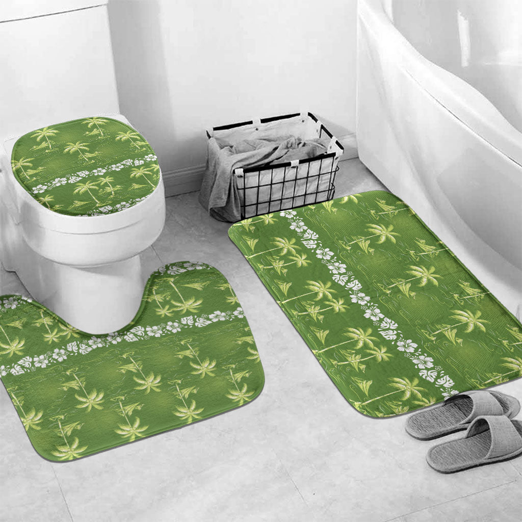 Olive Green Hawaii Palm Tree Hibiscus Bathroom Set Fantasy Summer Vibe