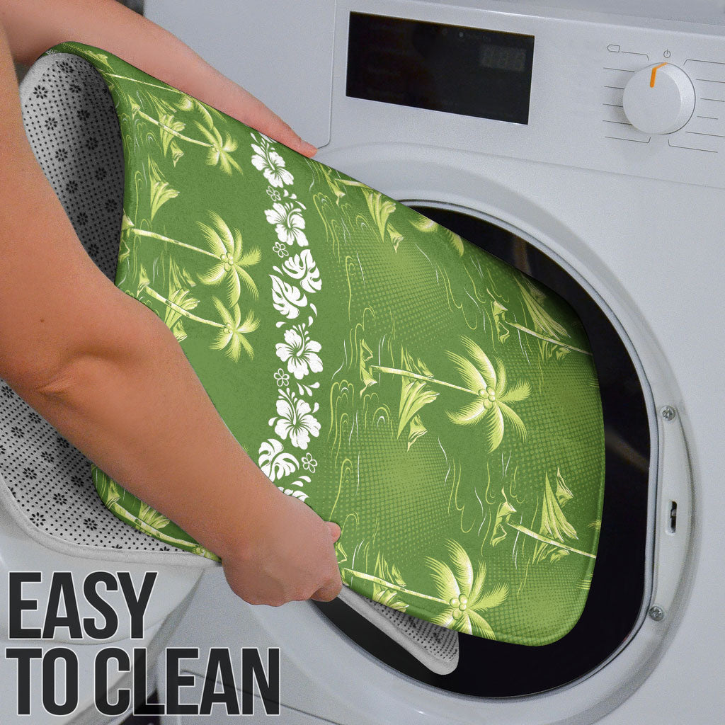 Olive Green Hawaii Palm Tree Hibiscus Bathroom Set Fantasy Summer Vibe
