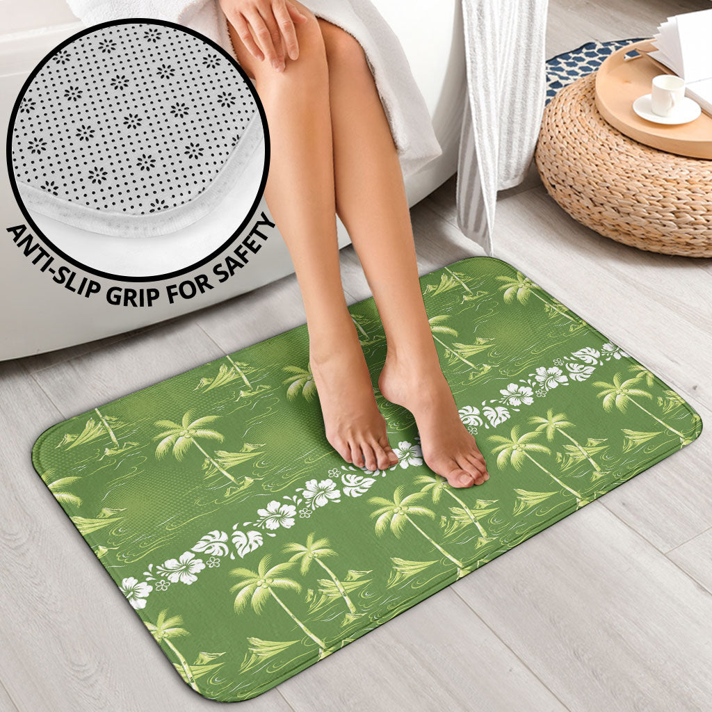 Olive Green Hawaii Palm Tree Hibiscus Bathroom Set Fantasy Summer Vibe