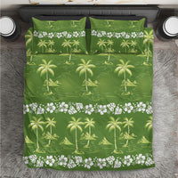 Olive Green Hawaii Palm Tree Hibiscus Bedding Set Fantasy Summer Vibe LT01 Olive - Polynesian Pride