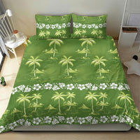 Olive Green Hawaii Palm Tree Hibiscus Bedding Set Fantasy Summer Vibe LT01 - Polynesian Pride