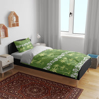 Olive Green Hawaii Palm Tree Hibiscus Bedding Set Fantasy Summer Vibe LT01 - Polynesian Pride