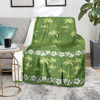 Olive Green Hawaii Palm Tree Hibiscus Blanket Fantasy Summer Vibe LT01 - Polynesian Pride