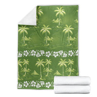Olive Green Hawaii Palm Tree Hibiscus Blanket Fantasy Summer Vibe LT01 - Polynesian Pride
