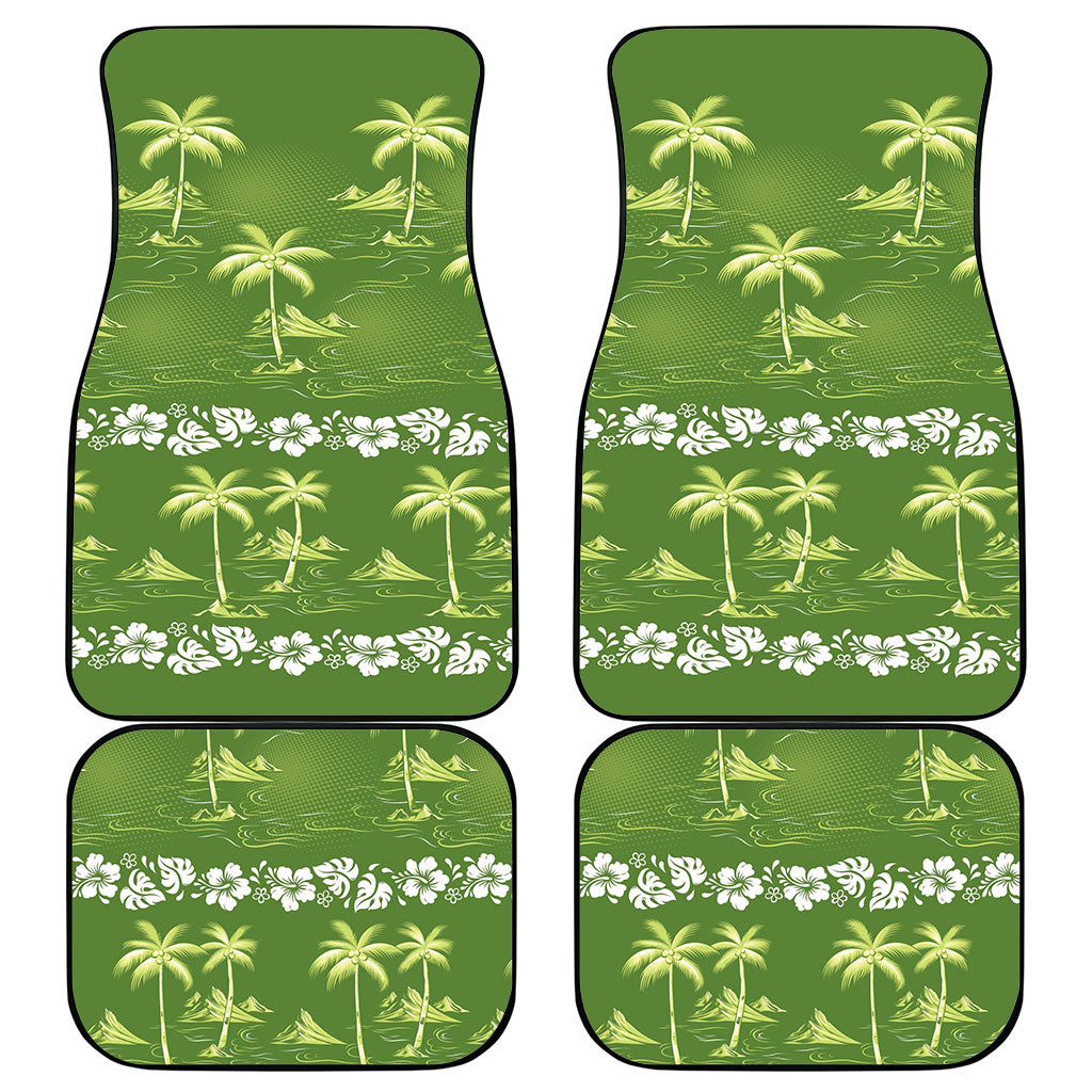 Olive Green Hawaii Palm Tree Hibiscus Car Mats Fantasy Summer Vibe LT01 - Polynesian Pride