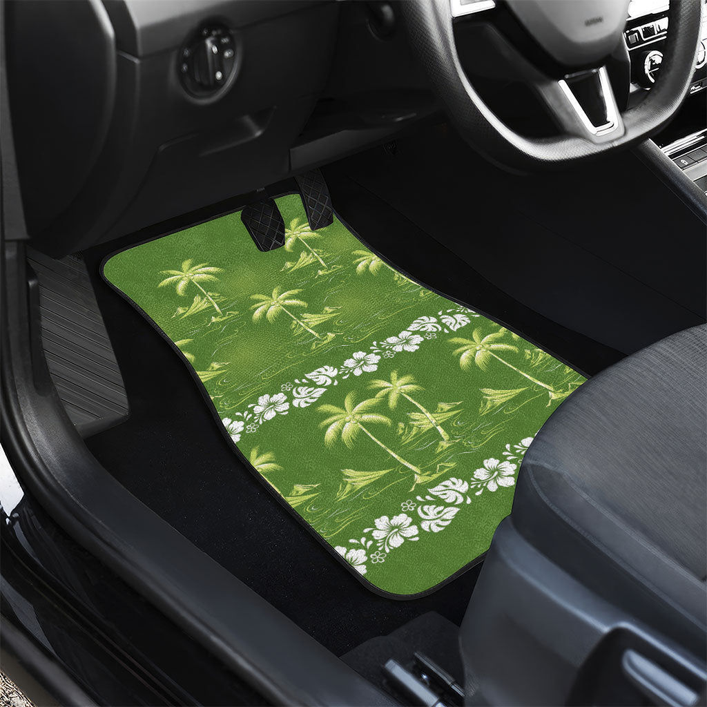 Olive Green Hawaii Palm Tree Hibiscus Car Mats Fantasy Summer Vibe LT01 - Polynesian Pride
