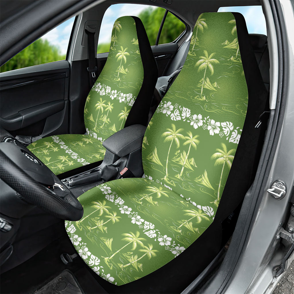 Olive Green Hawaii Palm Tree Hibiscus Car Seat Cover Fantasy Summer Vibe LT01 - Polynesian Pride