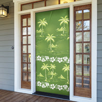 Olive Green Hawaii Palm Tree Hibiscus Door Cover Fantasy Summer Vibe LT01 - Polynesian Pride