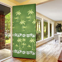 Olive Green Hawaii Palm Tree Hibiscus Door Cover Fantasy Summer Vibe LT01 - Polynesian Pride