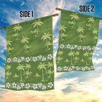 Olive Green Hawaii Palm Tree Hibiscus Garden Flag Fantasy Summer Vibe LT01 - Polynesian Pride
