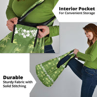 Olive Green Hawaii Palm Tree Hibiscus Grocery Bag Fantasy Summer Vibe LT01 - Polynesian Pride