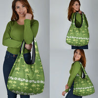 Olive Green Hawaii Palm Tree Hibiscus Grocery Bag Fantasy Summer Vibe LT01 - Polynesian Pride