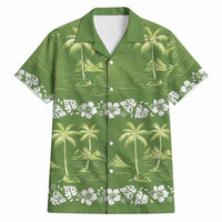 Olive Green Hawaii Palm Tree Hibiscus Hawaiian Shirt Fantasy Summer Vibe LT01 Olive - Polynesian Pride