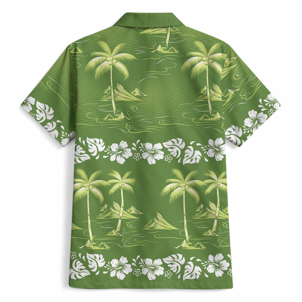 Olive Green Hawaii Palm Tree Hibiscus Hawaiian Shirt Fantasy Summer Vibe LT01 - Polynesian Pride