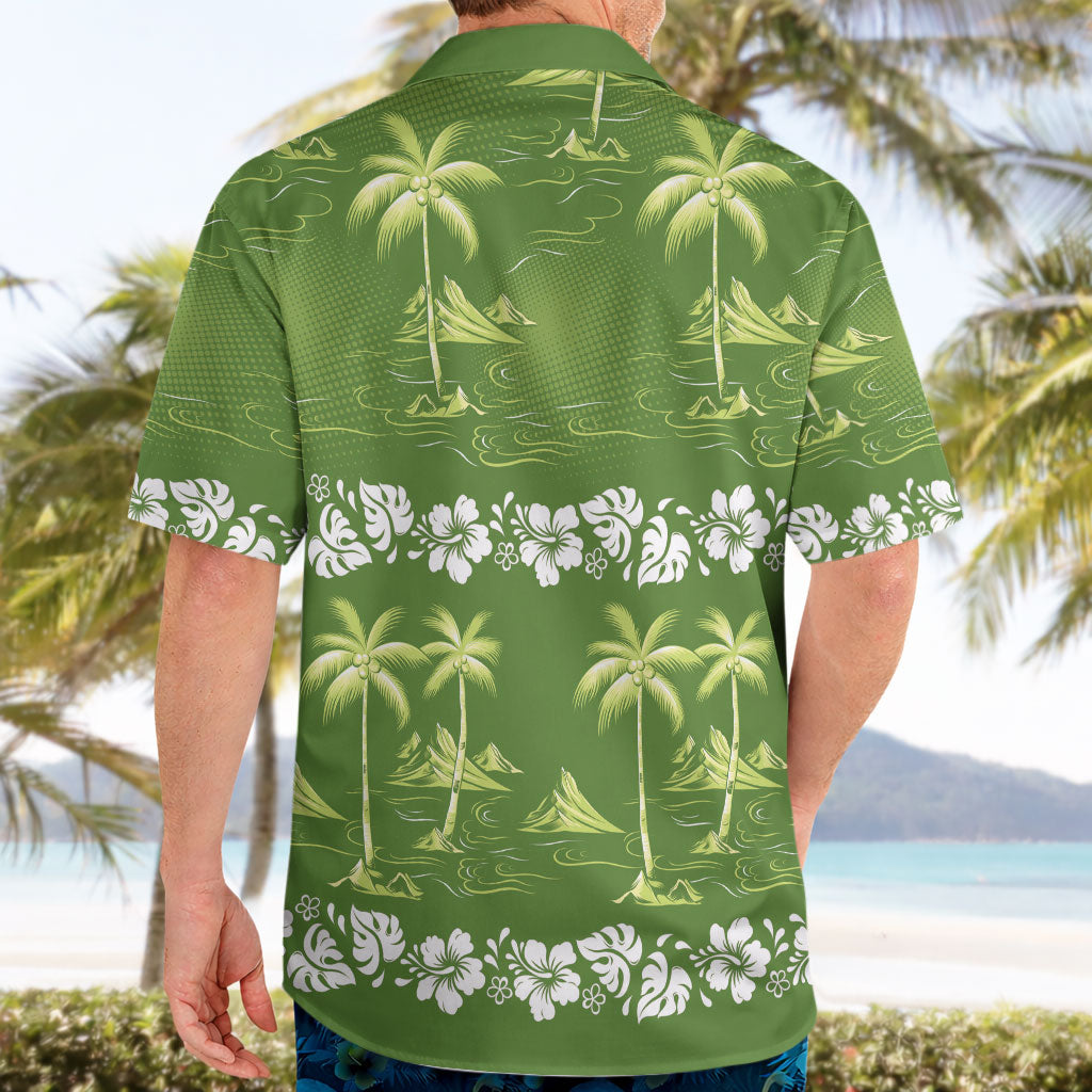 Olive Green Hawaii Palm Tree Hibiscus Hawaiian Shirt Fantasy Summer Vibe LT01 - Polynesian Pride