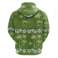 Olive Green Hawaii Palm Tree Hibiscus Hoodie Fantasy Summer Vibe LT01 - Polynesian Pride