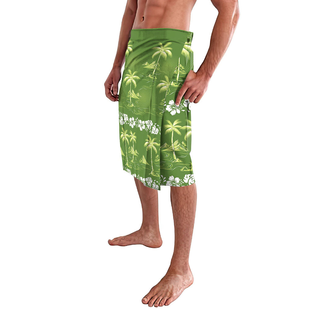 Olive Green Hawaii Palm Tree Hibiscus Lavalava Fantasy Summer Vibe LT01 - Polynesian Pride