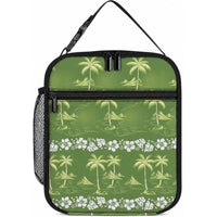 Olive Green Hawaii Palm Tree Hibiscus Lunch Bag Fantasy Summer Vibe LT01 10.2 × 8.3 × 4.3 inch Olive - Polynesian Pride