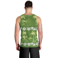 Olive Green Hawaii Palm Tree Hibiscus Men Tank Top Fantasy Summer Vibe LT01 - Polynesian Pride