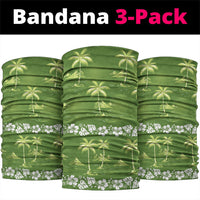 Olive Green Hawaii Palm Tree Hibiscus Neck Gaiter Fantasy Summer Vibe LT01 package One Size: 25*50cm Olive - Polynesian Pride