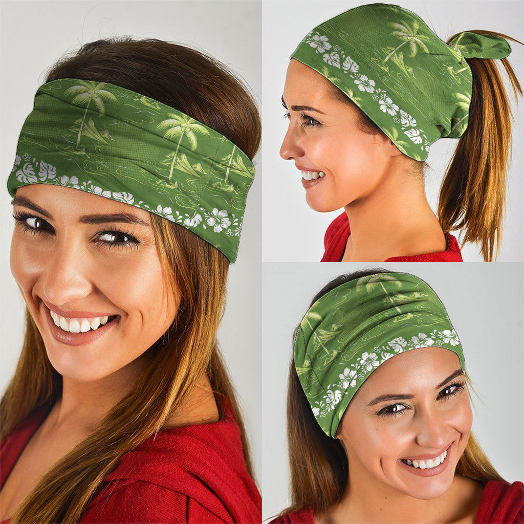 Olive Green Hawaii Palm Tree Hibiscus Neck Gaiter Fantasy Summer Vibe LT01 - Polynesian Pride
